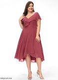 Chiffon Cassie With Ruffle Dress Cocktail Dresses V-neck Asymmetrical A-Line Cocktail