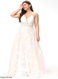 Beading With Wedding Ball-Gown/Princess Court Pockets Tulle Angie Wedding Dresses Train Lace V-neck Dress
