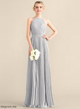 Audrina Prom Dresses Chiffon Scoop Floor-Length Pleated A-Line With Lace
