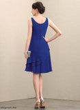 Knee-Length Ruffles Mother Mother of the Bride Dresses Cascading Dress With Chiffon A-Line of Bride Charity the Neck Scoop