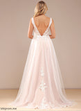 Wedding Dresses V-neck Tulle Hadassah With Lace Sweep Lace Dress Ball-Gown/Princess Wedding Train
