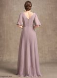 Chiffon Dress Floor-Length Madeline With V-neck the Mother of Mother of the Bride Dresses A-Line Ruffle Bride