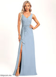 A-Line Floor-Length Ruffle Length Embellishment Silhouette Fabric Neckline V-neck Katelynn Bridesmaid Dresses