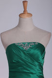 New Arrival Bridesmaid Dresses Strapless A Line Satin With Beads And Ruffles P7K84EJ1