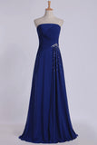 2024 Classic Prom Dresses Strapless A Line Chiffon Floor Length With Ruffles And PYXZFGR4