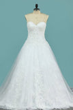2024 Wedding Dresses A Line Sweetheart Tulle With Applique PH6JTXQD