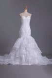 2024 Organza Wedding Dresses Mermaid Sweetheart With Applique And P1K23C3Z