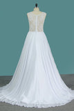 2024 A Line Scoop Chiffon Wedding Dresses With Applique PR7F4XMY