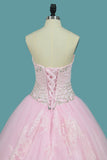 2024 Ball Gown Quinceanera Dresses Sweetheart Sweep/Brush Lace Up Back Applique PP161S9H
