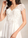 Wedding Dresses V-neck Asymmetrical Erika Lace A-Line Wedding Chiffon Dress