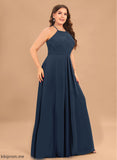 Silhouette Scoop Length Neckline Embellishment A-Line Floor-Length Pleated Fabric Amani Bridesmaid Dresses