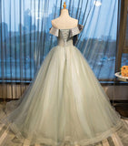 Ball Gown Strapless Appliques Beads Tulle Quinceanera Dresses with Lace up, Prom Dresses STF15564