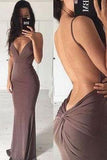Sexy mermaid backless long cheap simple off shoulder v-neck popular on sale summer STF13608