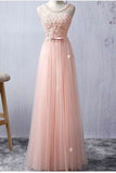 2024 Elegant Evening Dresses A-Line Scoop Floor-Length Tulle PJNDDSAY