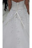 2024 Wedding Dresses Sweetheart Tulle A Line With Applique And Beads PTRL1TZD