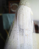 Elegant Short Sequins Tulle Wedding Veils with Stars STF15580