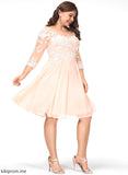 Knee-Length Lace Brynlee Cocktail Dresses Cocktail A-Line Neck Scoop With Dress Chiffon Lace