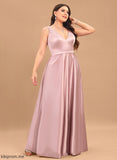 Silhouette Neckline Straps&Sleeves Floor-Length Length Fabric V-neck A-Line Satin Karla Bridesmaid Dresses
