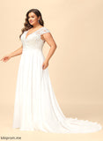 Wedding Dresses Wedding Split Train Lace A-Line V-neck Chiffon Dress Sweep With Front Mavis