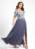 Lace Floor-Length V-neck A-Line Prom Dresses Tiana Chiffon