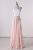 2024 A Line Scoop Prom Dresses Chiffon With Beads P8AQC4KT