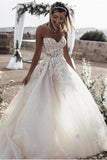 A Line Sweetheart Long Cheap Tulle Wedding Dresses With PF3BS5K3