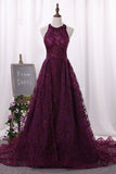 2024 Charming Scoop Lace Prom Dresses PLMA6J9L