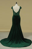 2024 Evening Dresses Scoop Short Sleeves Mermaid/Trumpet Velvet With PNHKPRBT