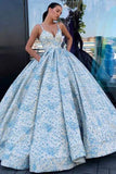 Ball Gown V Neck Spaghetti Straps Prom Dresses with Pockets Quinceanera Dresses