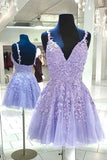 Pretty A-line Lace Appliques Short Prom Dresses, Homecoming Dresses