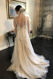 Elegant Sleeveless A Line Tulle Lace Wedding Dresses
