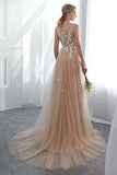 Elegant Tulle Sleeveless Prom Dresses Long Lace Appliques High Neck Evening Gowns