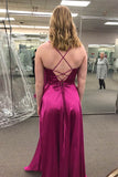 Simple Style V-neck Spaghetti Straps Backless Long Prom Dresses