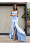 Mermaid Backless Prom Dresses Simple Bridesmaid Dress Satin Floor STFP481AX65
