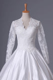 2024 Wedding Dresses A Line V Neck Long Sleeves With PZR5XDBE