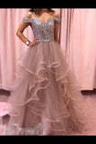 Rhinestones Bodice Multi Layered Bottom Classic Prom Dresses Tulle PRRFDL9L