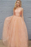 Scoop Neckling Long Two Pieces Lace Prom Dresses Elegant PEM9Q5HF
