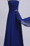 2024 Classic Prom Dresses Strapless A Line Chiffon Floor Length With Ruffles And PYXZFGR4