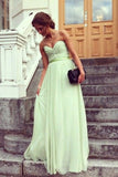 Hot Selling Prom Dresses A Line Floor Length Sweetheart Chiffon Belt Color Sage Discount Price PX2FXA7C
