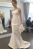 Simple Strapless Mermaid Wedding Dresses Elegant Ivory Sweep Train Wedding STFPNRE33JG