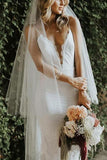 Backless Mermaid Spaghetti Straps Lace Backless Wedding Dresses Beach Bridal Dresses STF15056