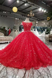 2024 Red Wedding Dresses Tulle Long P45DMD4Y
