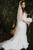 Sheath Sweetheart Sleeveless With Ruffles Satin Wedding Dresses, Beach Bridal Dresses STF15374