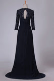 2024 Mother Of The Bride Dresses Mid-Length Sleeves Chiffon With Applique Sweep PG81H8ZG