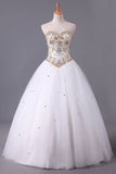 2024 Charming Quinceanera Dresses Sweetheart A Line Floor Length With Beads P55Z71MA