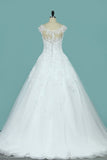 2024 A Line Scoop Tulle With Applique Wedding Dresses PN35T3ES