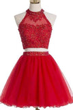 2024 Two PiecesTulle With Beading And Appliques Homecoming Dresses P1P3YBXK