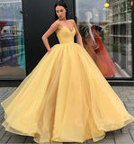 Sweetheart Strapless Yellow Long Modest Prom Gown, Ball Gown Quinceanera Dresses STF15441