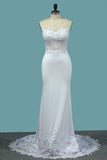 2024 Mermaid Scoop Spandex Wedding Dresses With Applique P8D4NK9L