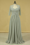 2024 Plus Size Sweetheart A Line Mother Of The Bride Dresses With Ruffles Chiffon Floor PDR5399F